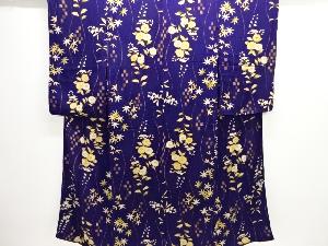 大正ロマン　紋縮緬絣立涌に花模様着物